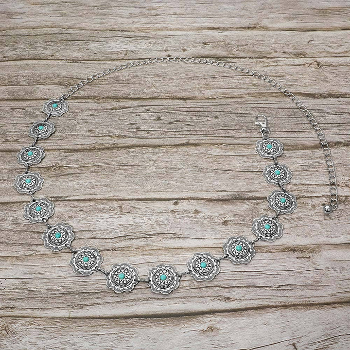 Western Flower Concho Link Chain Belt - Wild Azalea Boutique