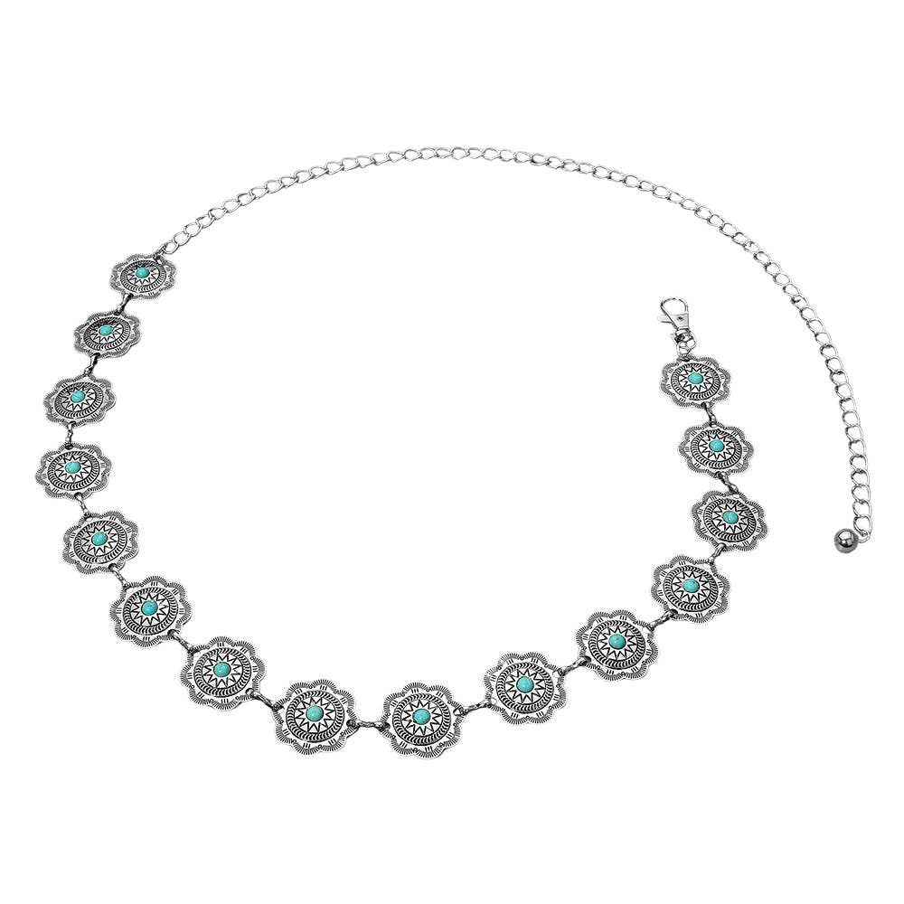 Western Flower Concho Link Chain Belt - Wild Azalea Boutique