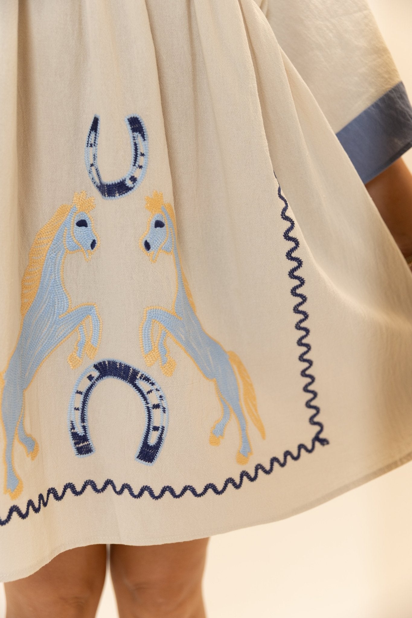 Western Horse Embroidered Babydoll Dress - Wild Azalea Boutique