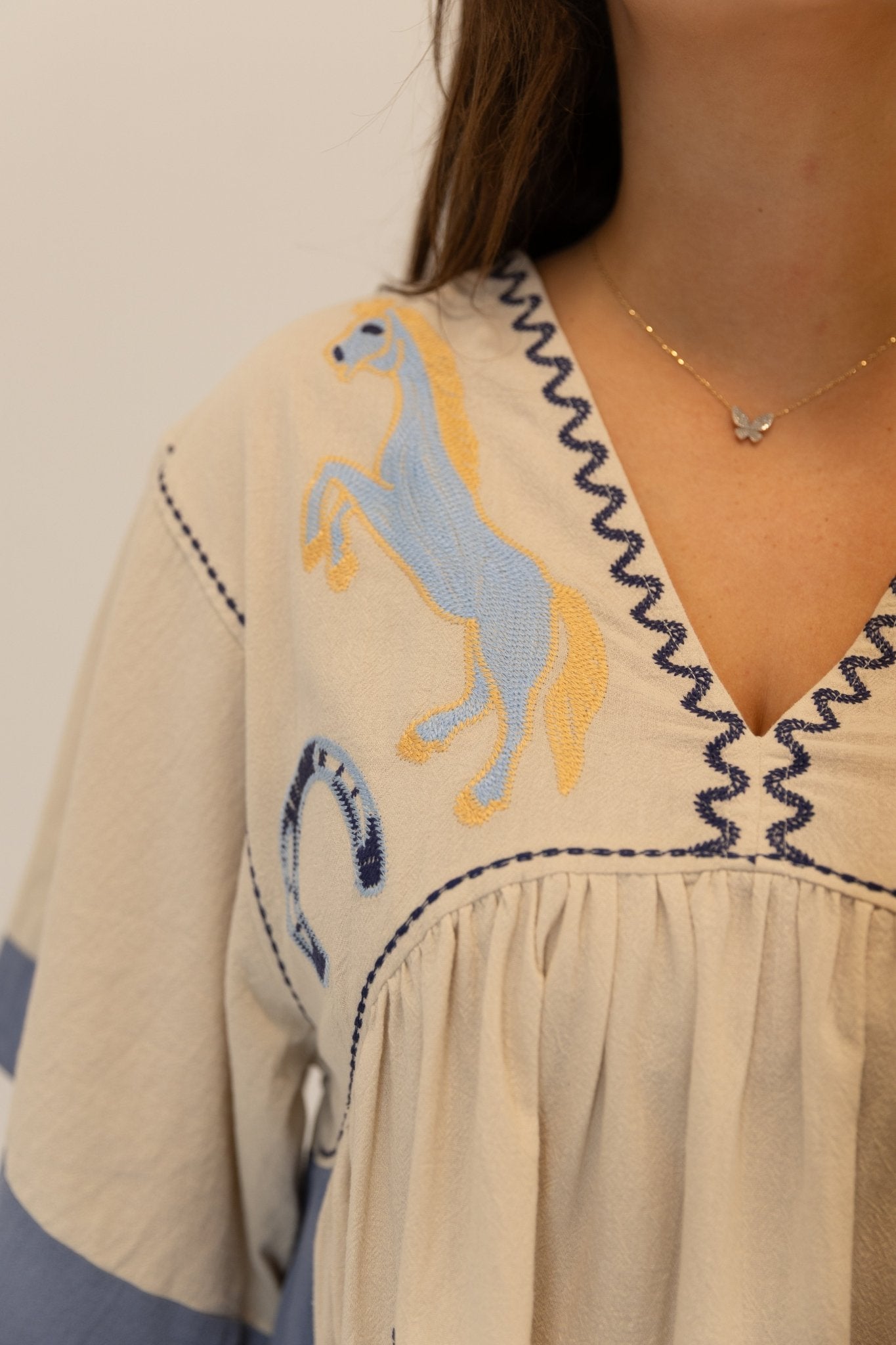 Western Horse Embroidered Babydoll Dress - Wild Azalea Boutique