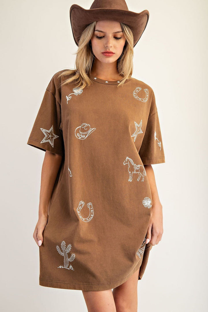 Western Tshirt Dress - Wild Azalea Boutique