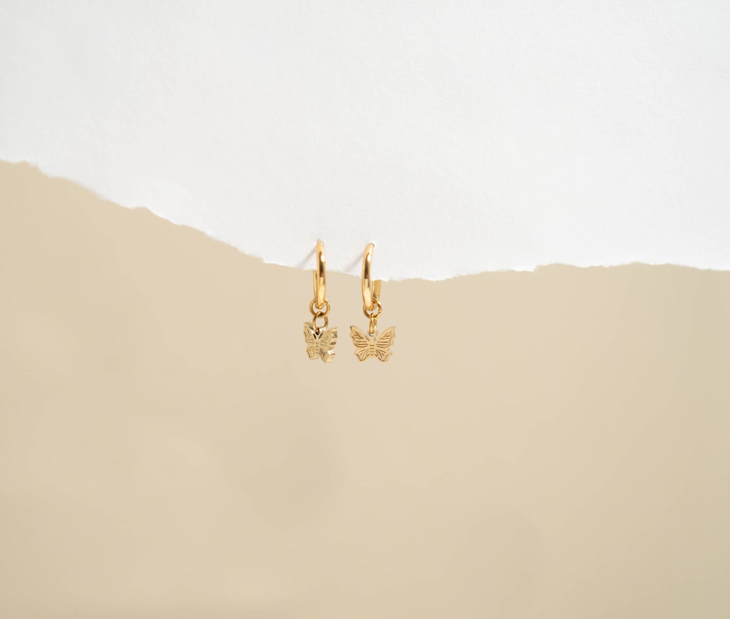 18K Gold PVD Butterfly Huggie Earrings - Wild Azalea Boutique