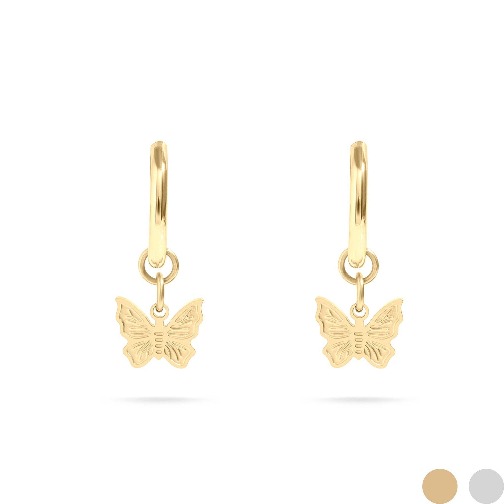 18K Gold PVD Butterfly Huggie Earrings - Wild Azalea Boutique