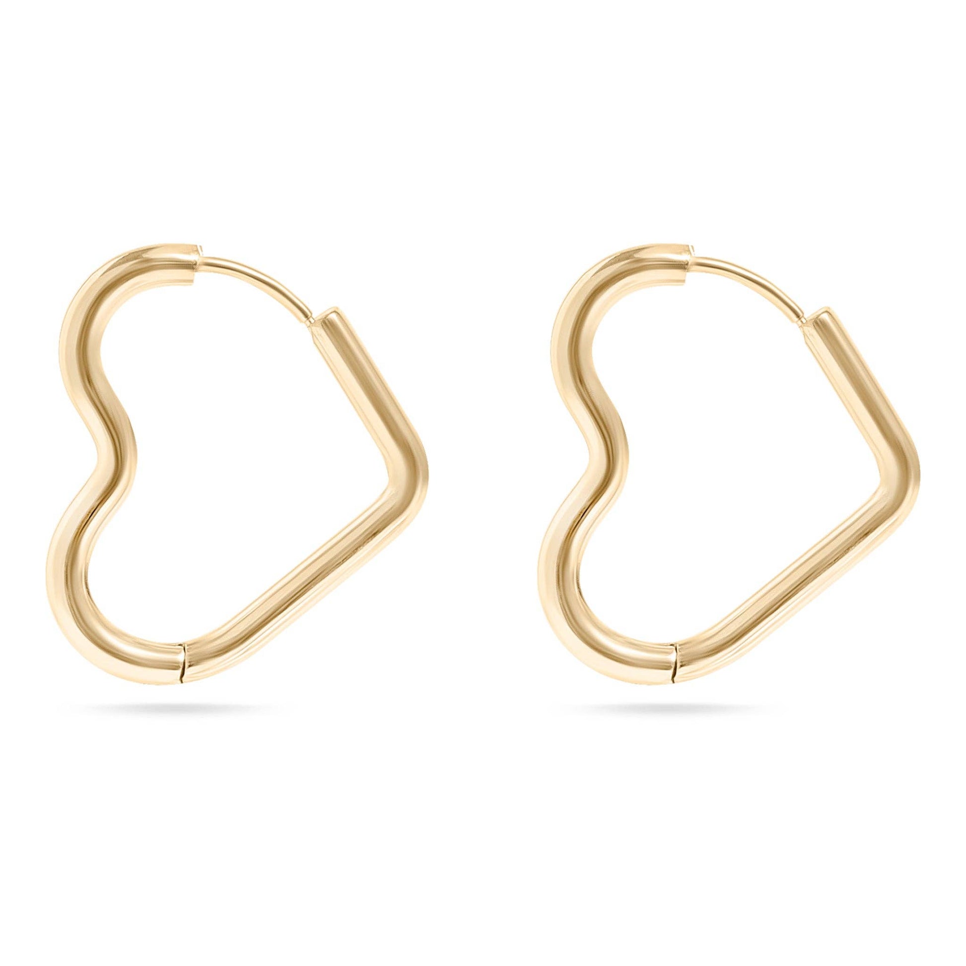 18K Gold PVD Heart Hoop Earrings - Wild Azalea Boutique