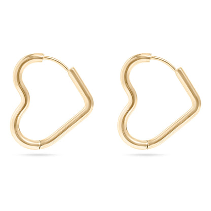 18K Gold PVD Heart Hoop Earrings - Wild Azalea Boutique