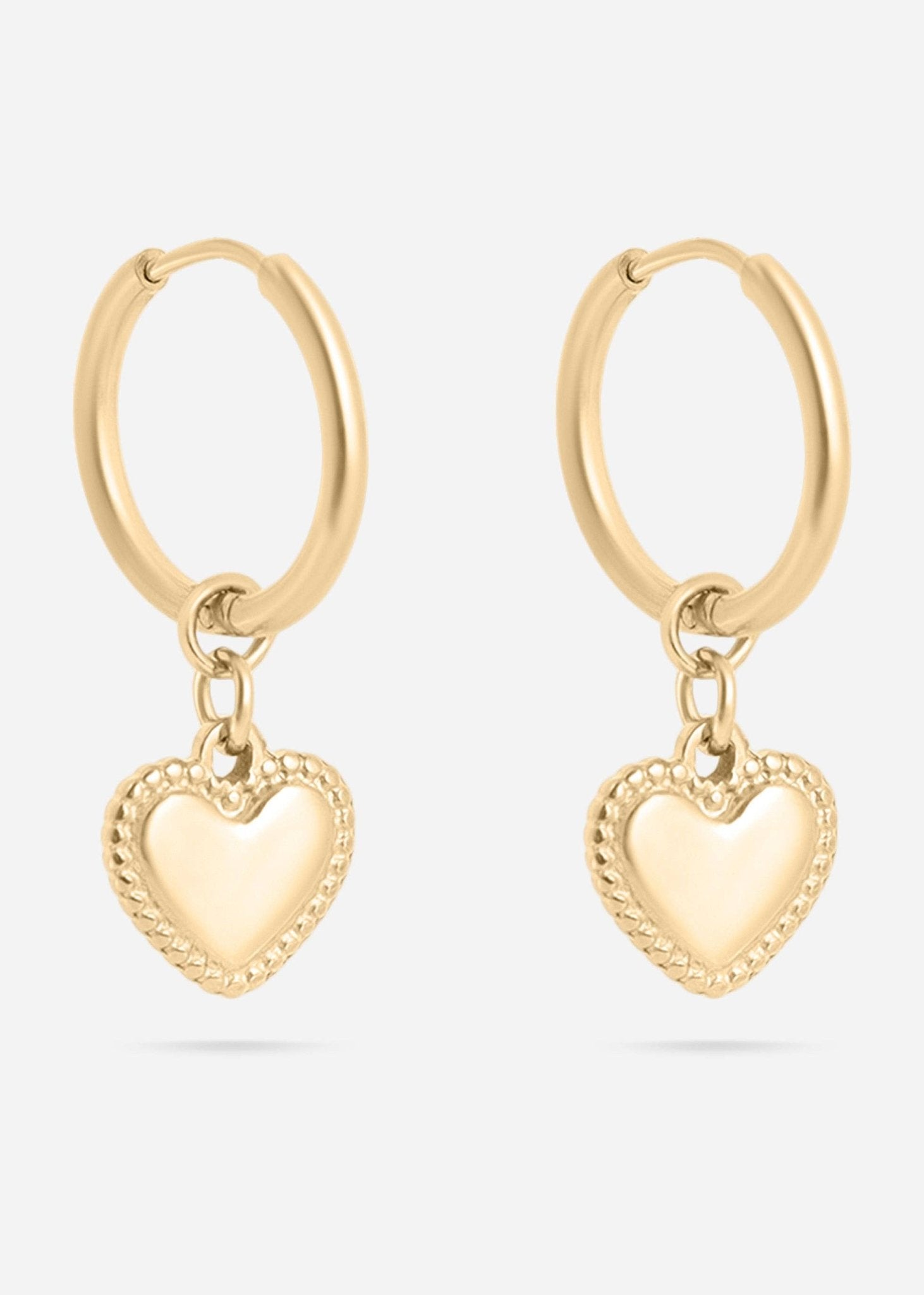 18k Gold PVD Heart Pendant Hoop Earrings - Wild Azalea Boutique