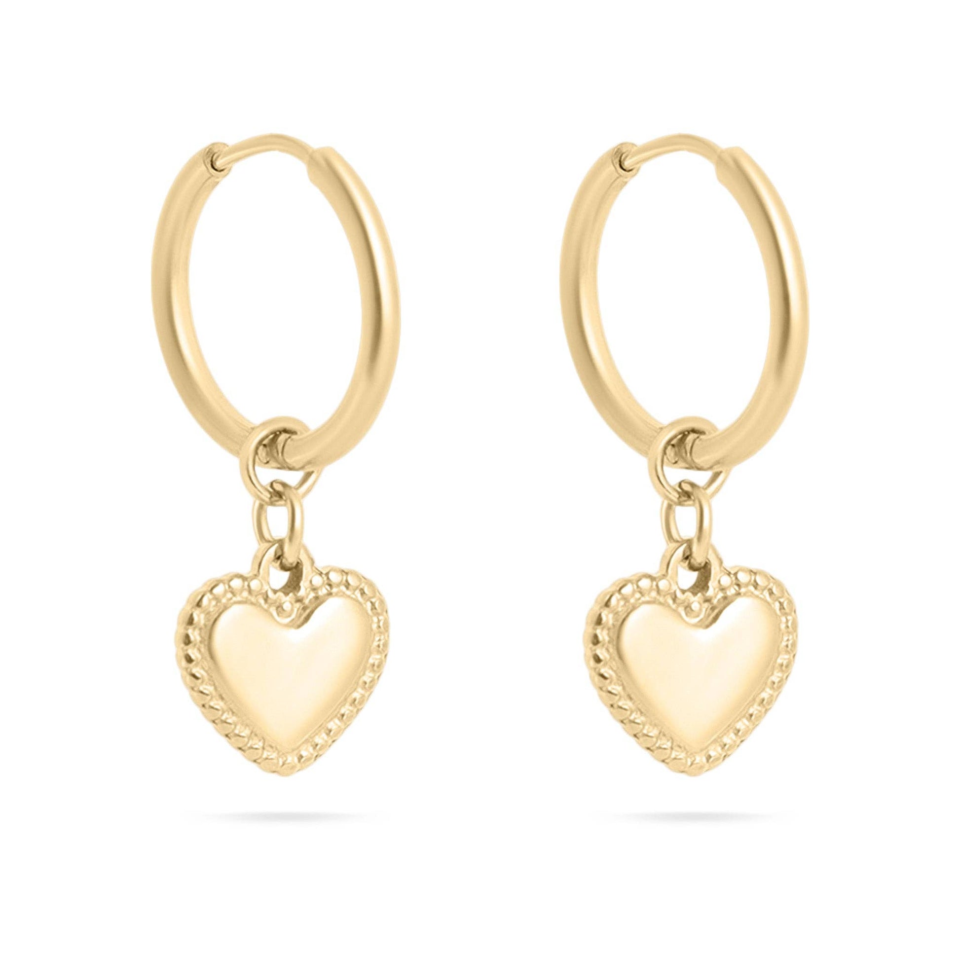 18k Gold PVD Heart Pendant Hoop Earrings - Wild Azalea Boutique