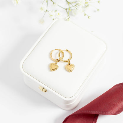 18k Gold PVD Heart Pendant Hoop Earrings - Wild Azalea Boutique