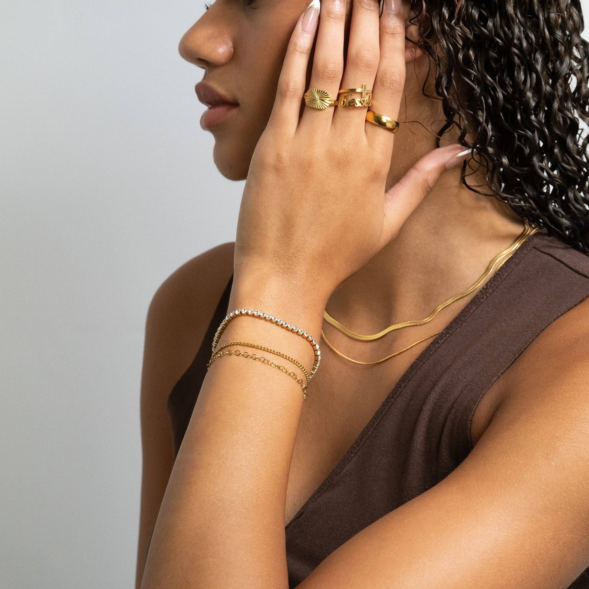 18k Gold PVD Stone Chain Bracelet - Wild Azalea Boutique