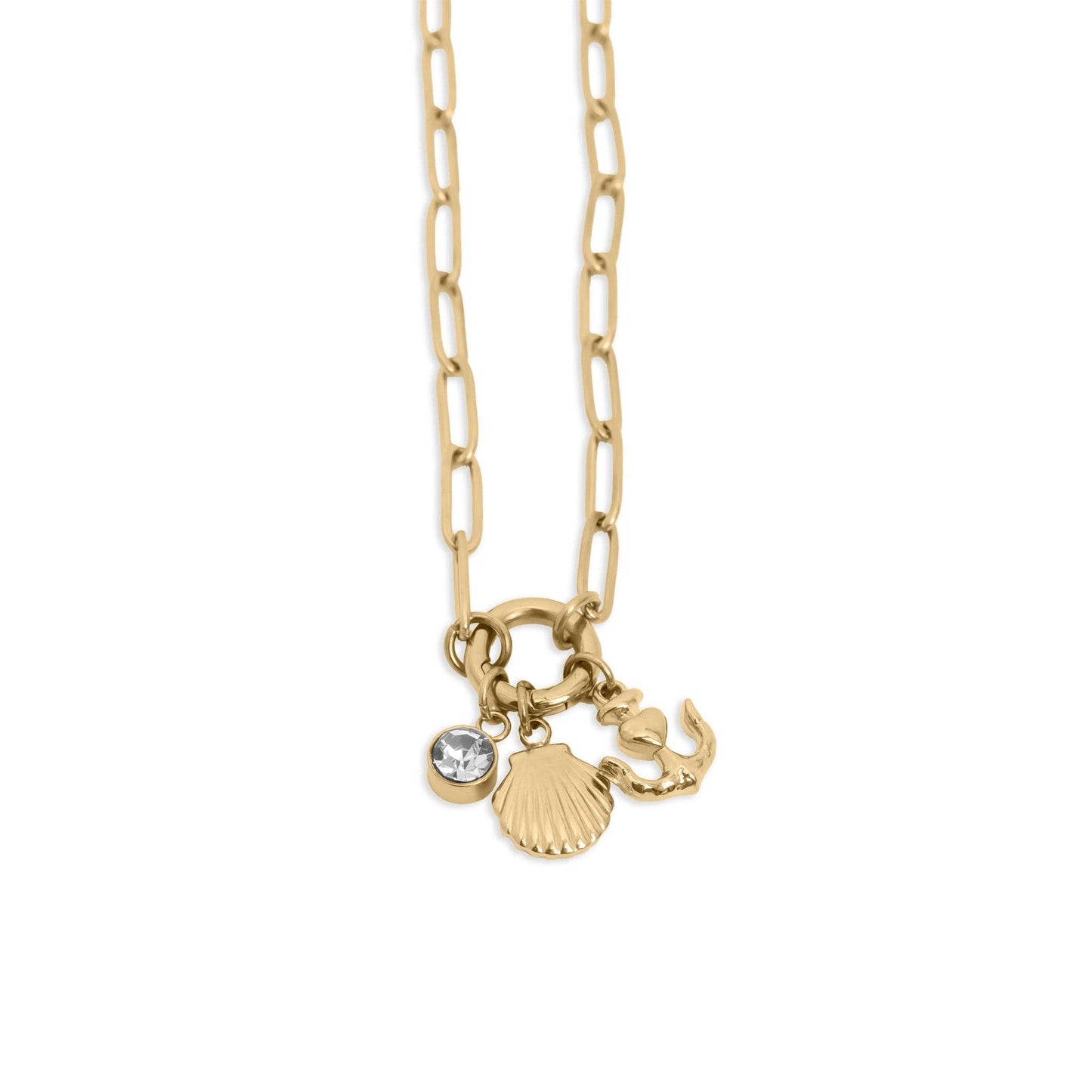 18K Gold Shell Anchor Charm Holder Necklace Gift Set - Wild Azalea Boutique