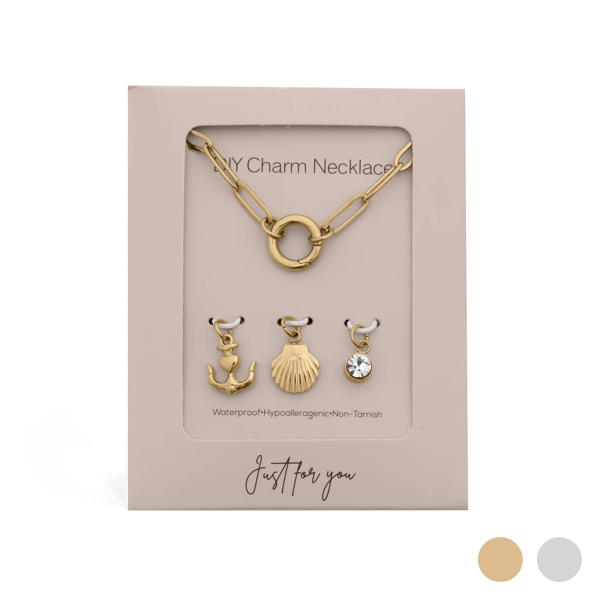 18K Gold Shell Anchor Charm Holder Necklace Gift Set - Wild Azalea Boutique