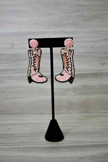 Beaded Cowgirl Boot Earrings - Wild Azalea Boutique