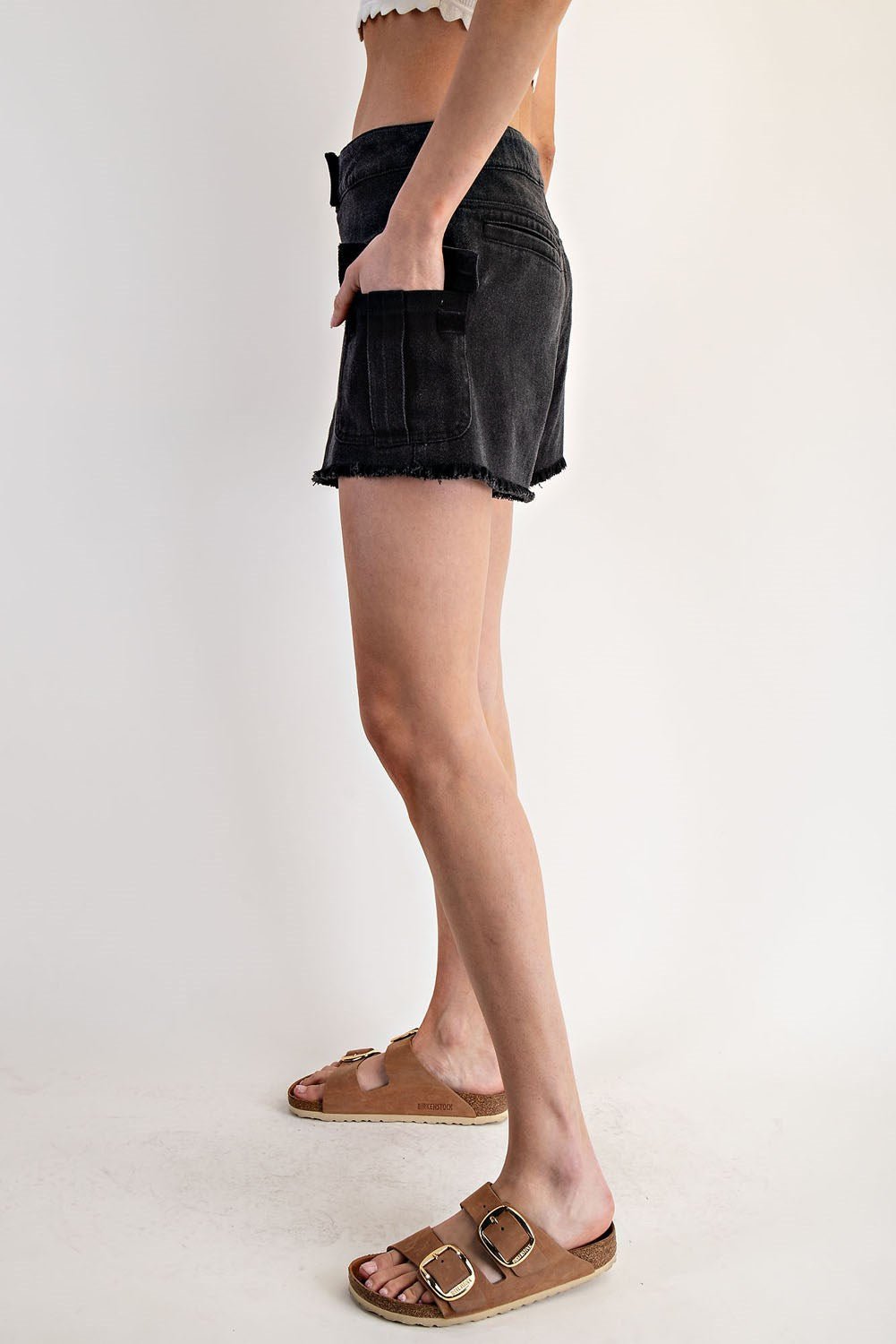 Black Cotton Denim Shorts - Wild Azalea Boutique