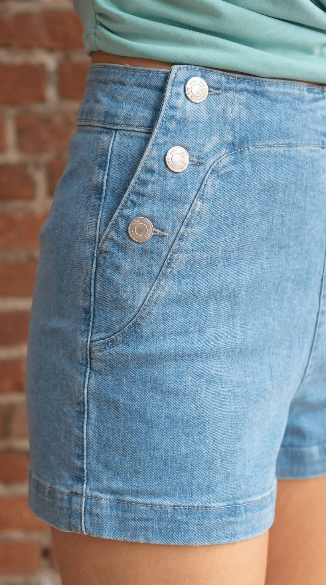 Button-Detail Denim Shorts - Wild Azalea Boutique