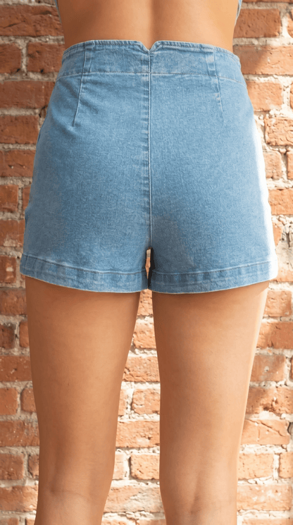 Button-Detail Denim Shorts - Wild Azalea Boutique