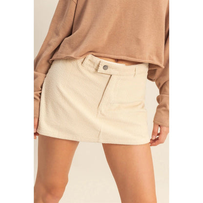 Corduroy Mid Waist Mini Skort - Wild Azalea Boutique