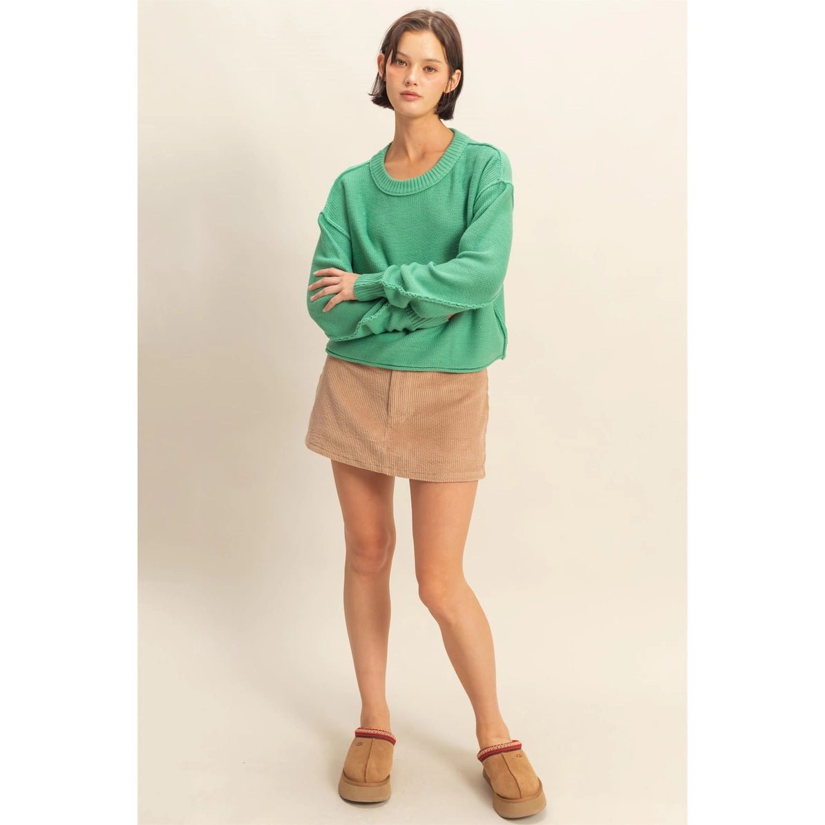 Corduroy Mid Waist Mini Skort - Wild Azalea Boutique