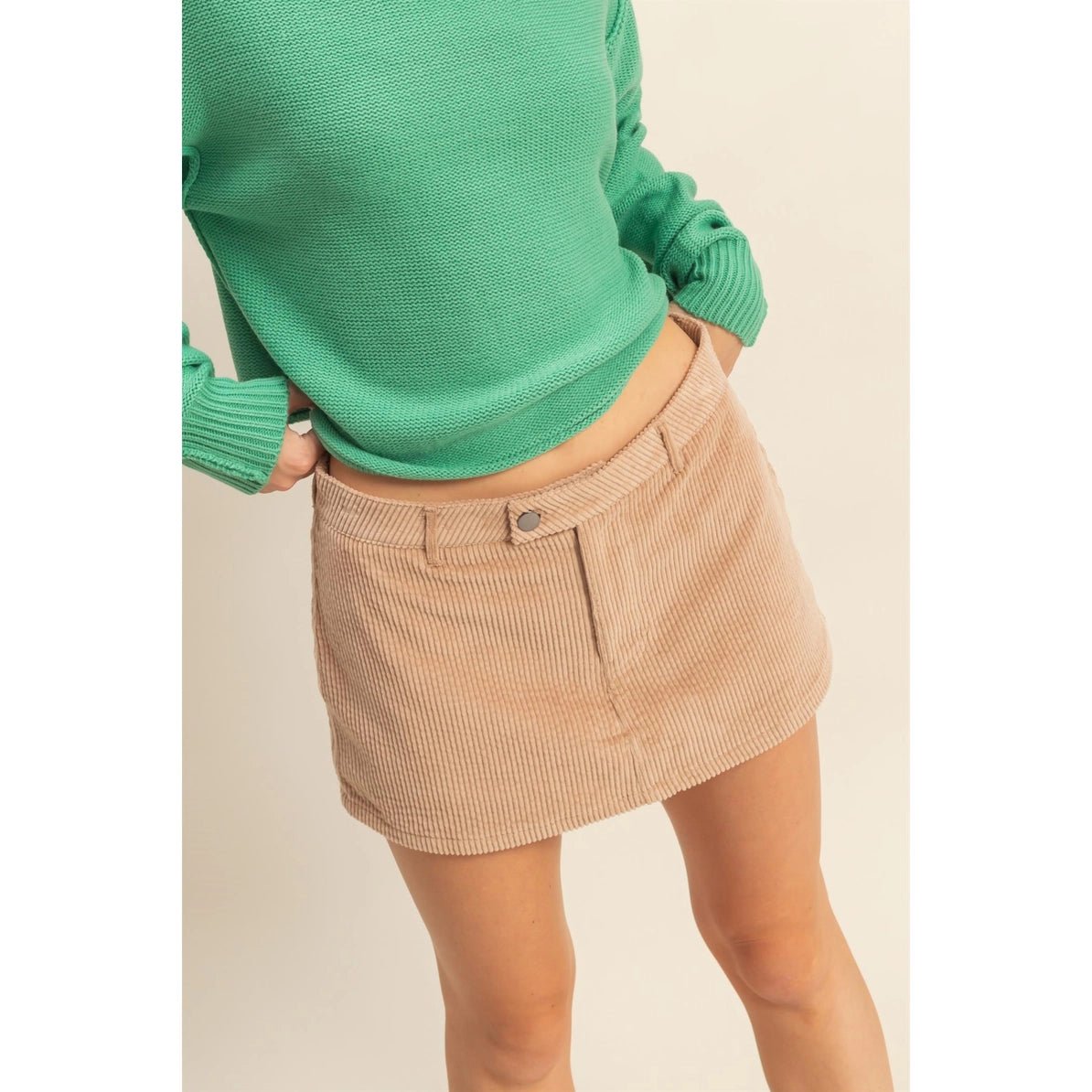 Corduroy Mid Waist Mini Skort - Wild Azalea Boutique