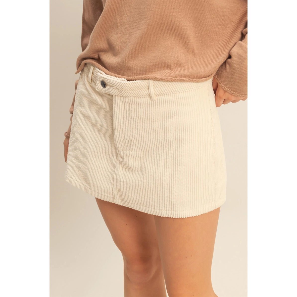 Corduroy Mid Waist Mini Skort - Wild Azalea Boutique