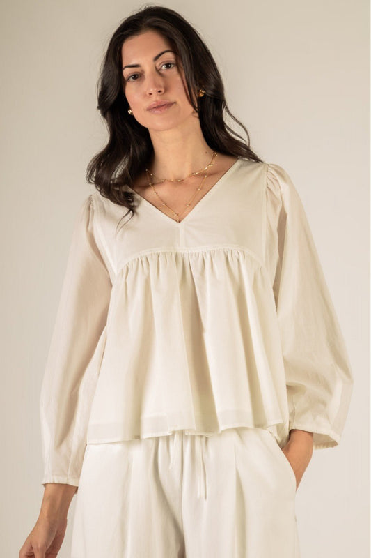 Cotton V - Neck Blouse - Wild Azalea Boutique