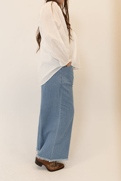 Cotton V - Neck Puff Sleeve Blouse - Wild Azalea Boutique