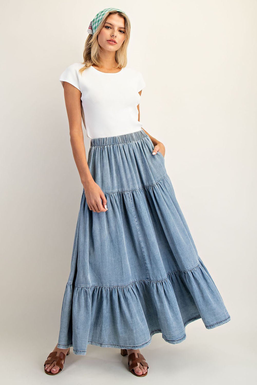 Denim Maxi Skirt - Wild Azalea Boutique