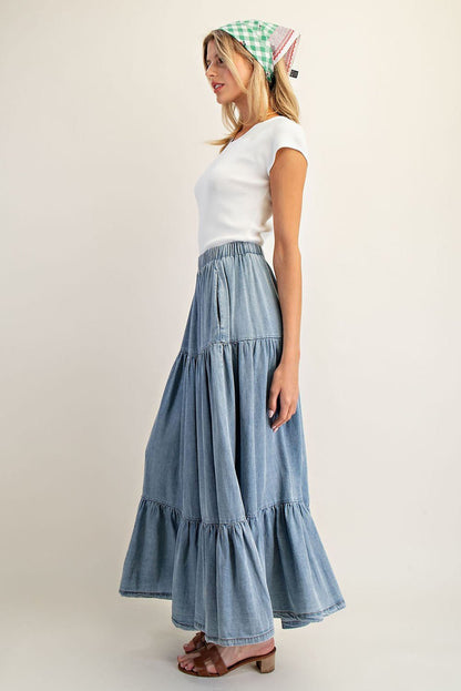 Denim Maxi Skirt - Wild Azalea Boutique
