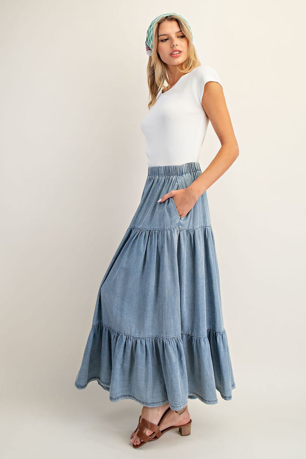 Denim Maxi Skirt - Wild Azalea Boutique