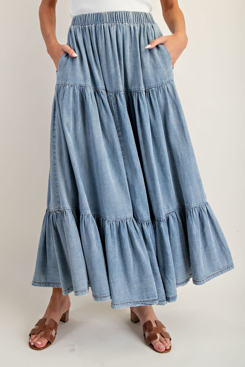 Denim Maxi Skirt - Wild Azalea Boutique