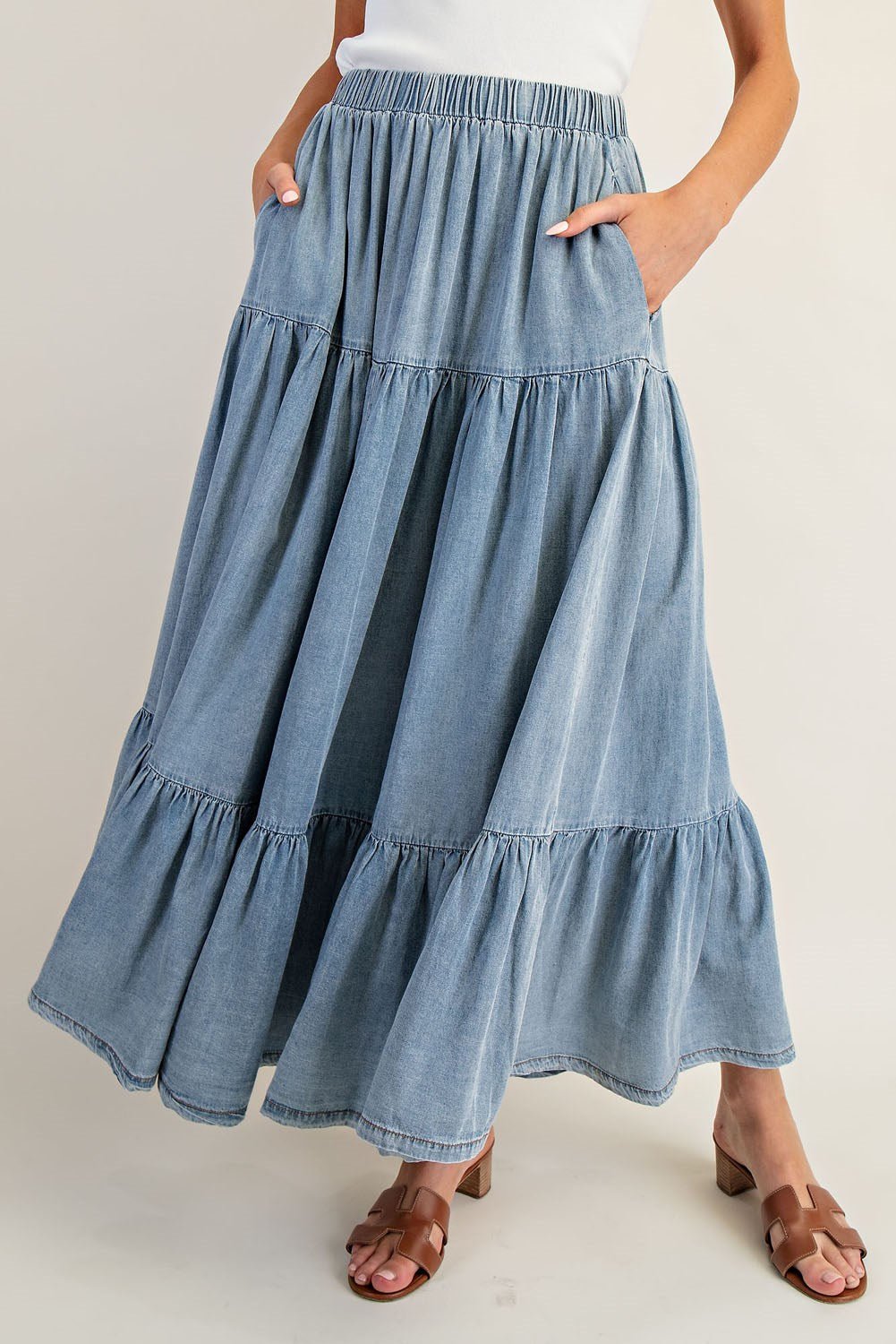 Denim Maxi Skirt - Wild Azalea Boutique
