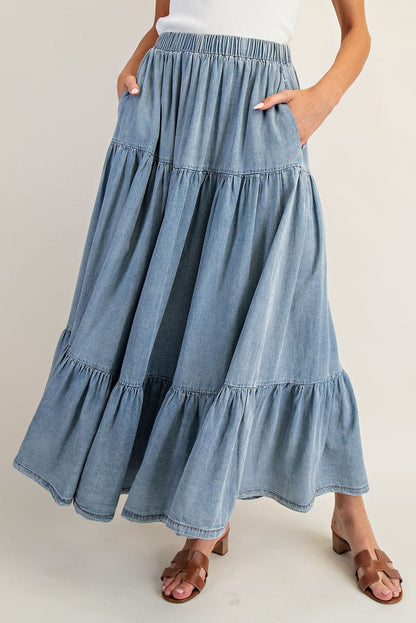 Denim Maxi Skirt - Wild Azalea Boutique