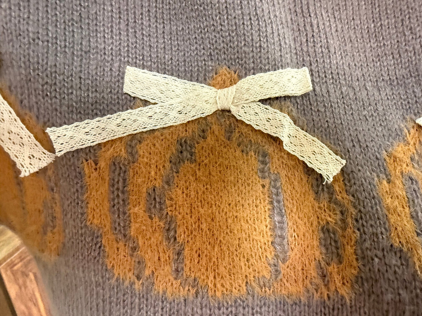 Fall Pumpkin Bow Knit Sweater - Wild Azalea Boutique