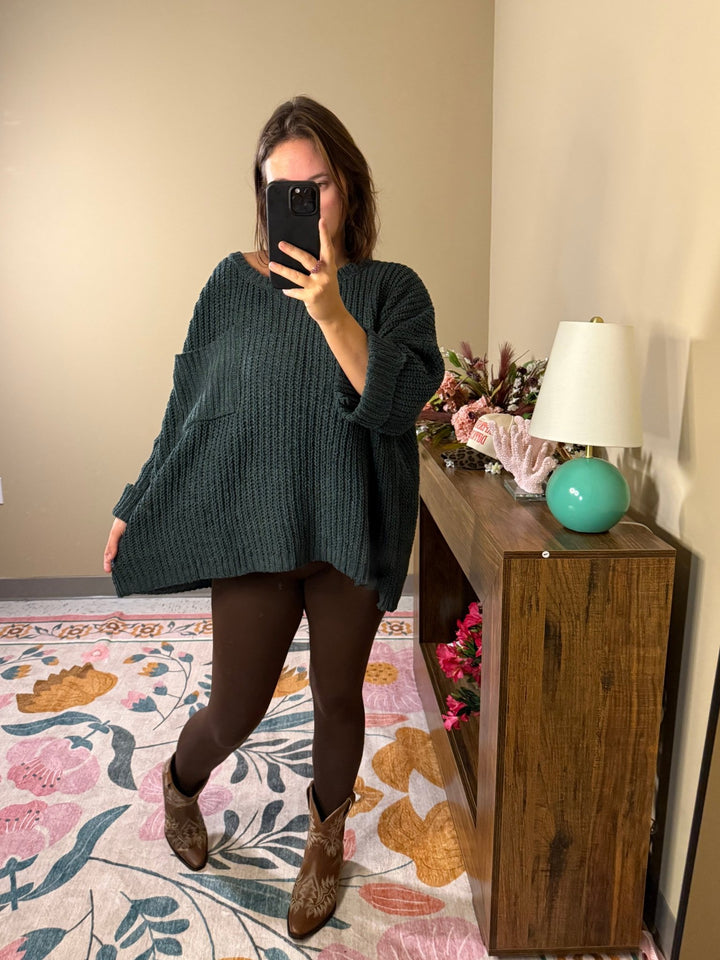 Forest Green Oversized Sweater - Wild Azalea Boutique