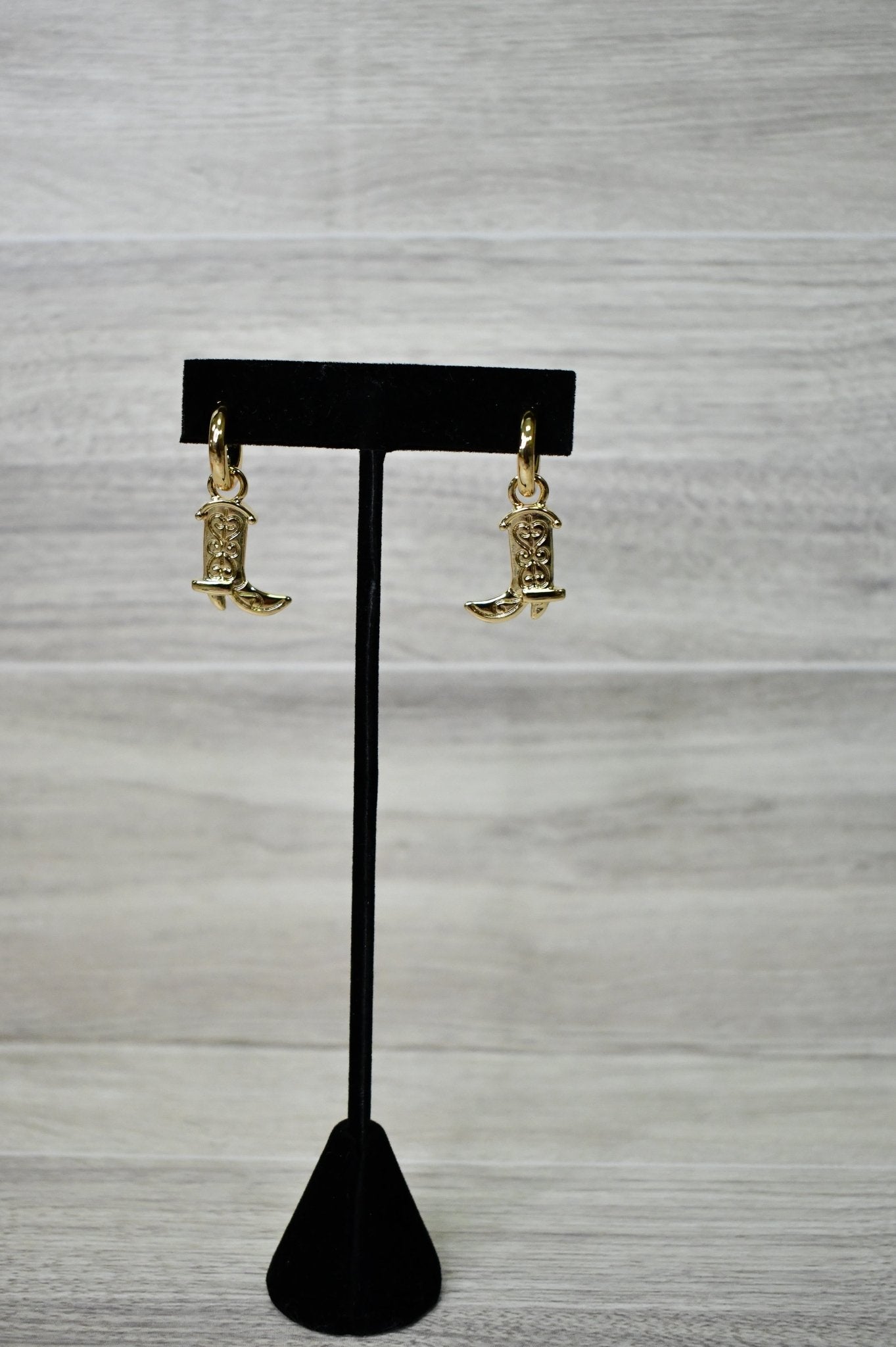Golden Cowgirl Boot Hoop Earrings - Wild Azalea Boutique