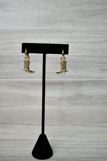 Golden Cowgirl Boot Hoop Earrings - Wild Azalea Boutique