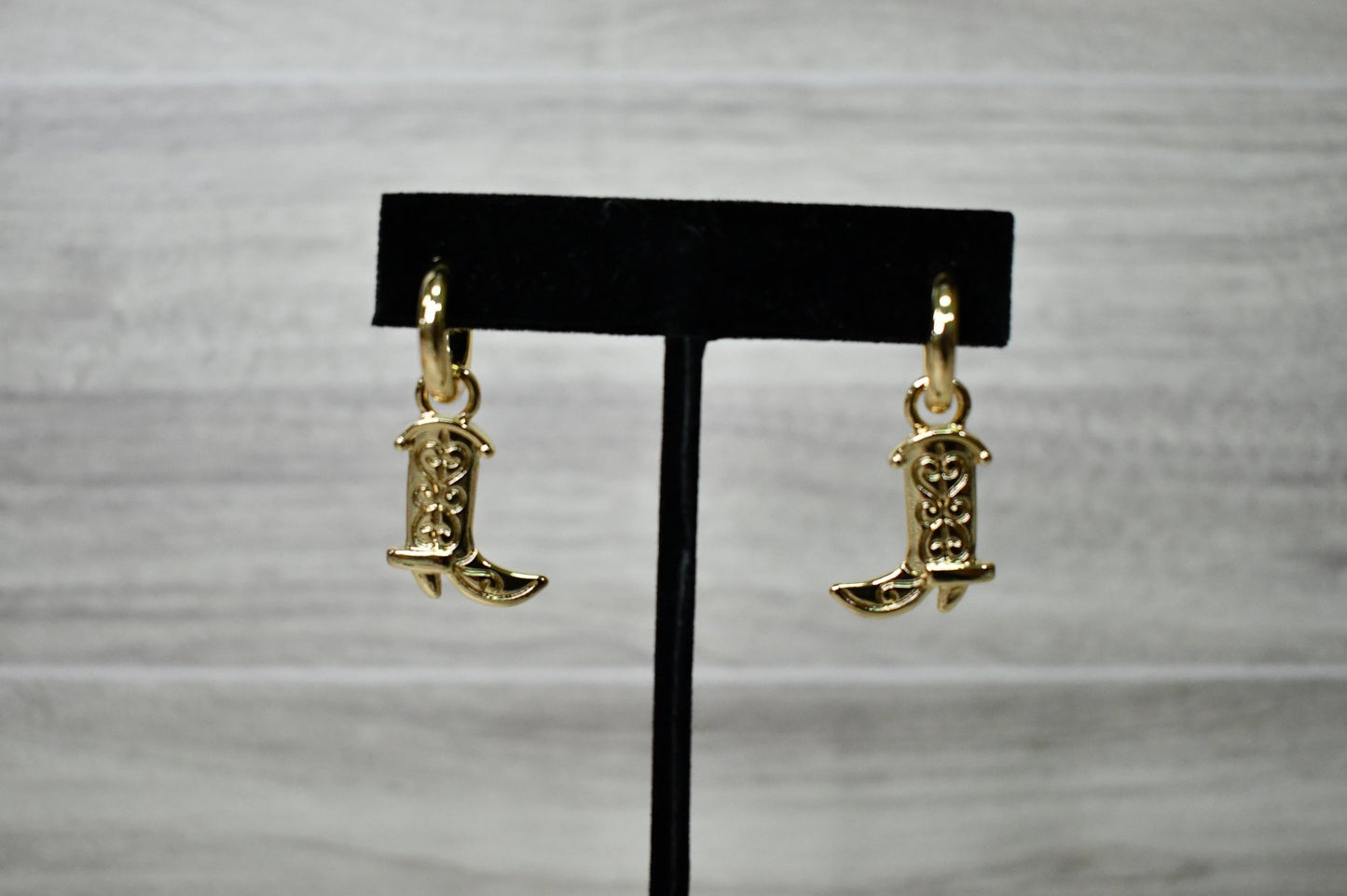 Golden Cowgirl Boot Hoop Earrings - Wild Azalea Boutique