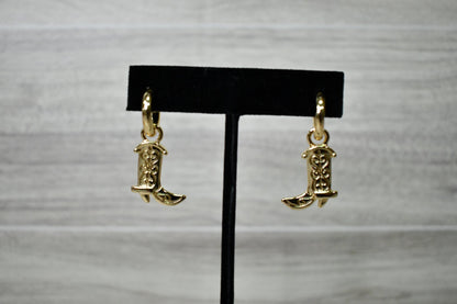 Golden Cowgirl Boot Hoop Earrings - Wild Azalea Boutique