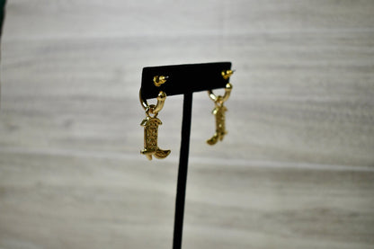 Golden Cowgirl Boot Hoop Earrings - Wild Azalea Boutique