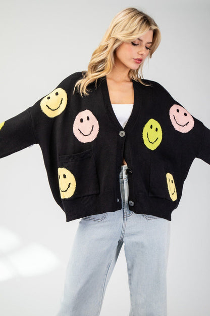 Happy Face Cardigan - Wild Azalea Boutique