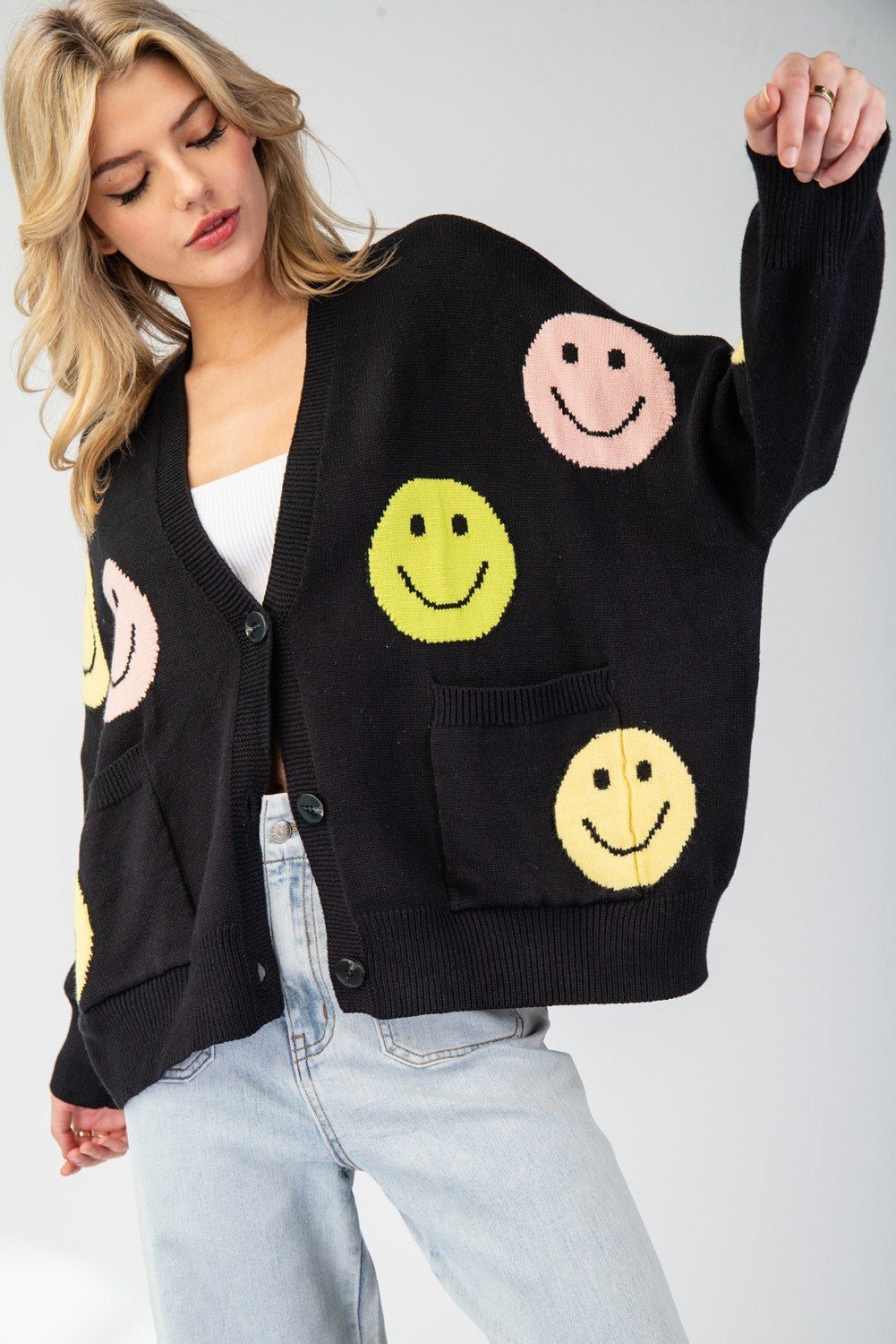 Happy Face Cardigan - Wild Azalea Boutique