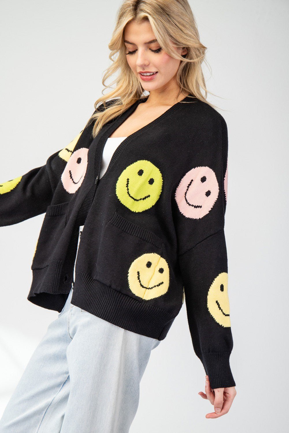 Happy Face Cardigan - Wild Azalea Boutique