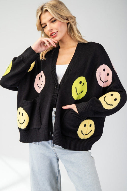 Happy Face Cardigan - Wild Azalea Boutique