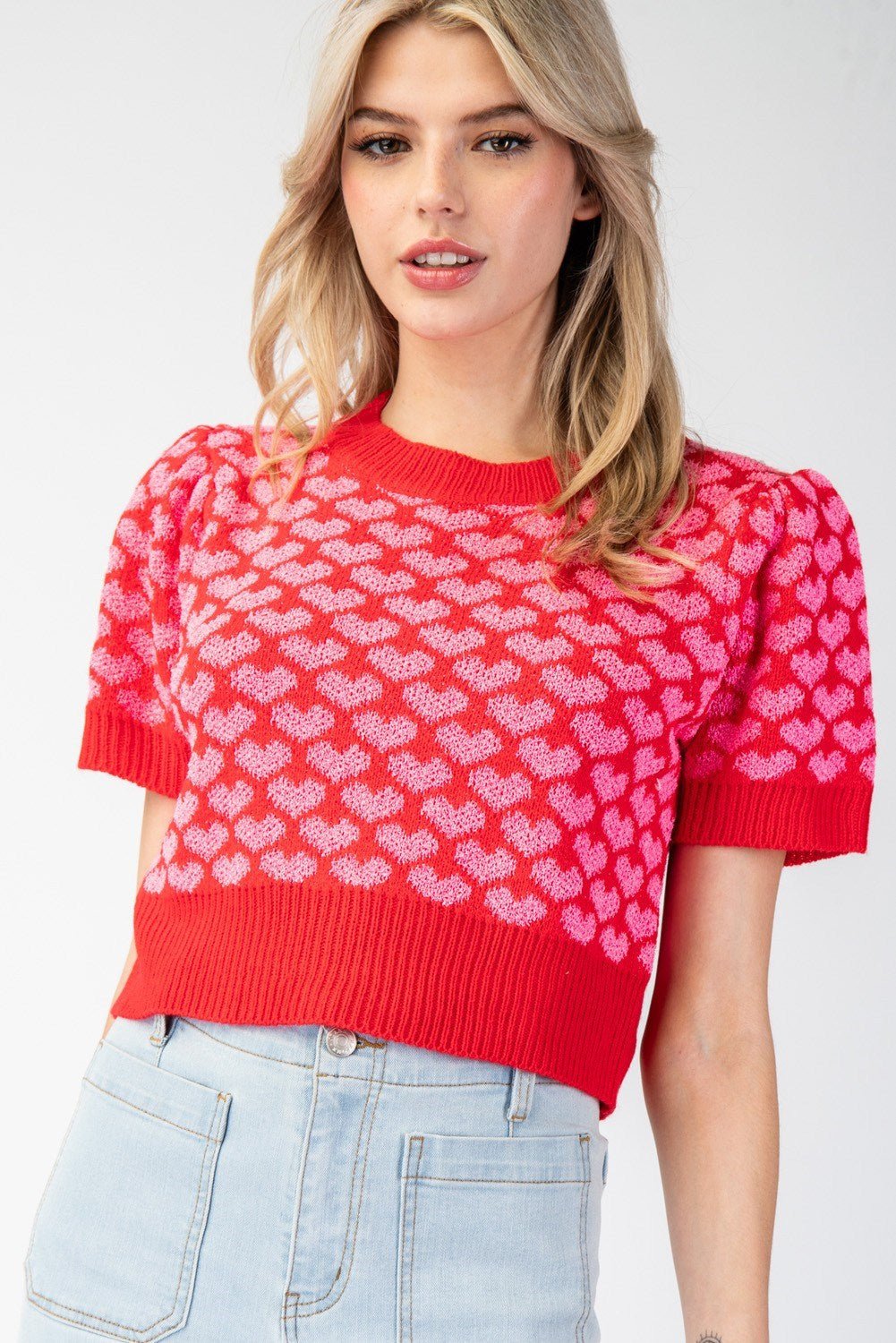 Heart Cropped Sweater - Wild Azalea Boutique