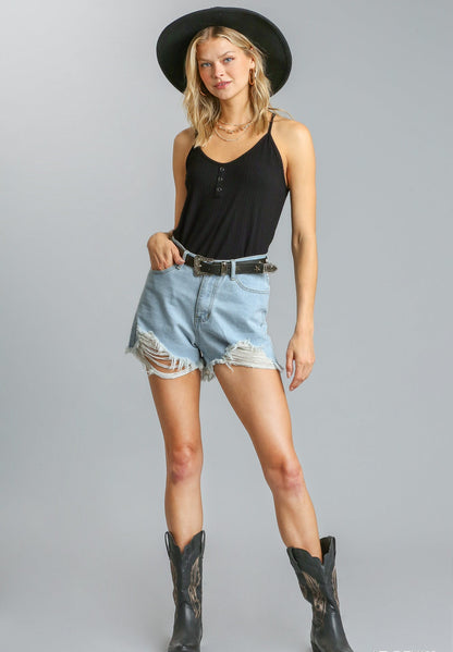 High Waisted Denim Shorts - Wild Azalea Boutique