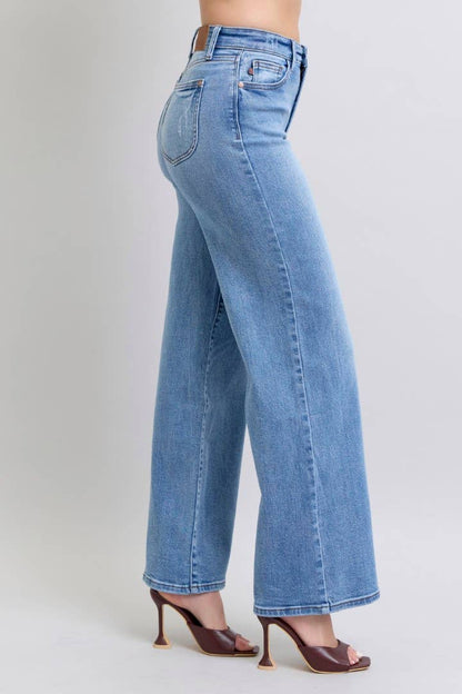 High Waisted Vintage Judy Blue Jeans Wash Retro Wide Leg - Wild Azalea Boutique