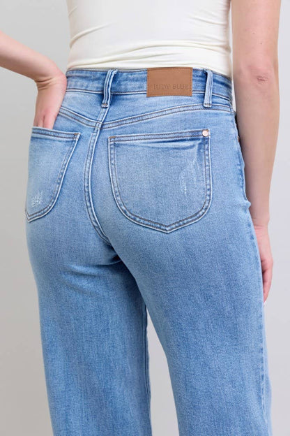 High Waisted Vintage Judy Blue Jeans Wash Retro Wide Leg - Wild Azalea Boutique