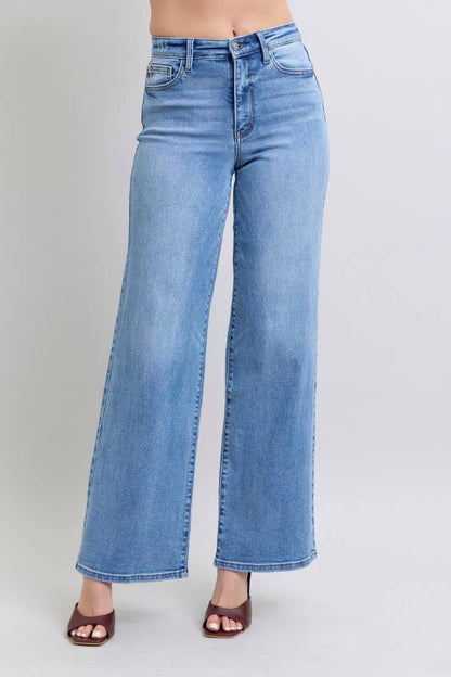 High Waisted Vintage Judy Blue Jeans Wash Retro Wide Leg - Wild Azalea Boutique