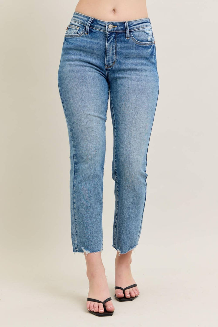 Judy Blue Mr.Vintage Wash Destroy Hem Kick Flare - Wild Azalea Boutique
