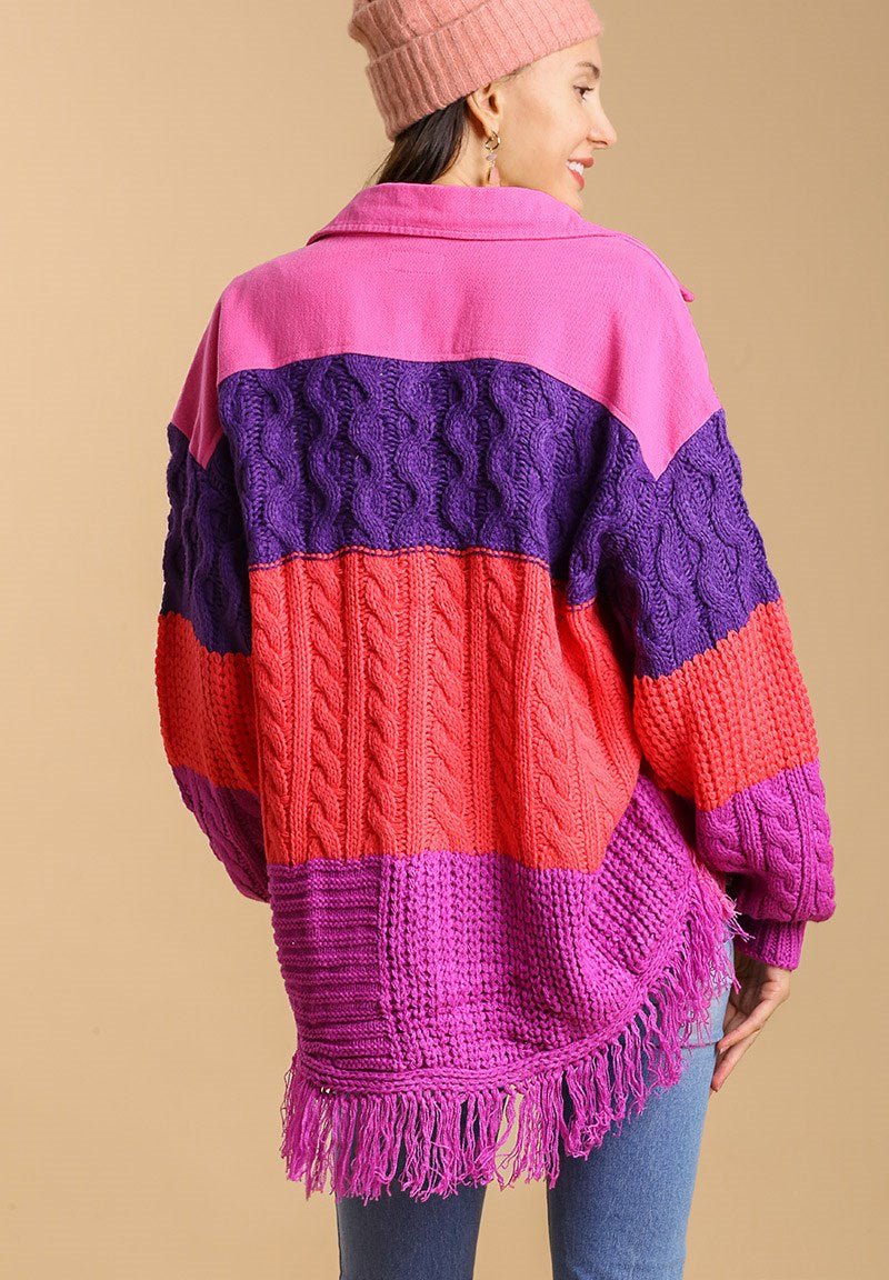 Knitted Colorful Shacket - Wild Azalea Boutique
