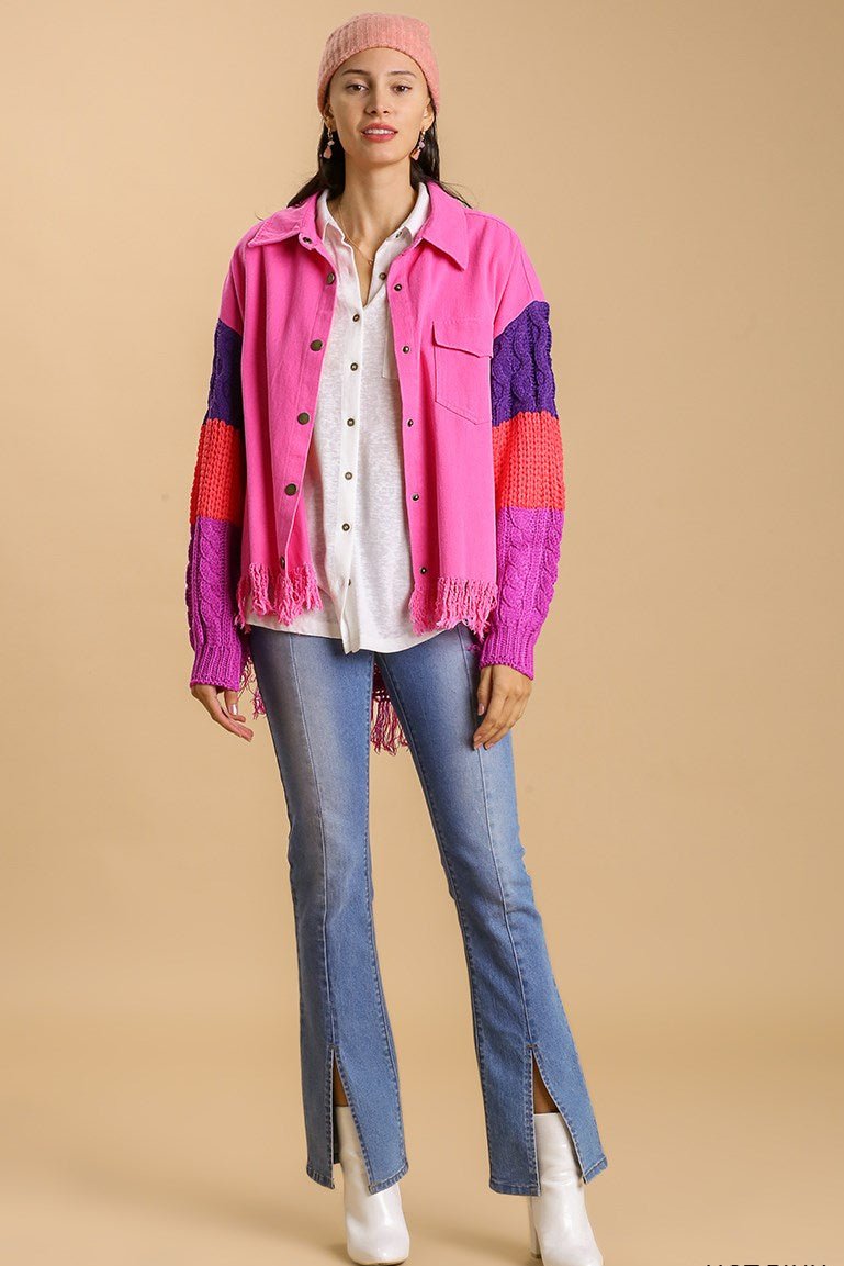 Knitted Colorful Shacket - Wild Azalea Boutique